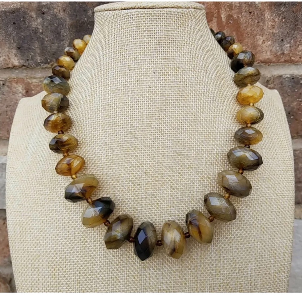 ICING Designer brownish Color Strand Beaded Necklace 20”